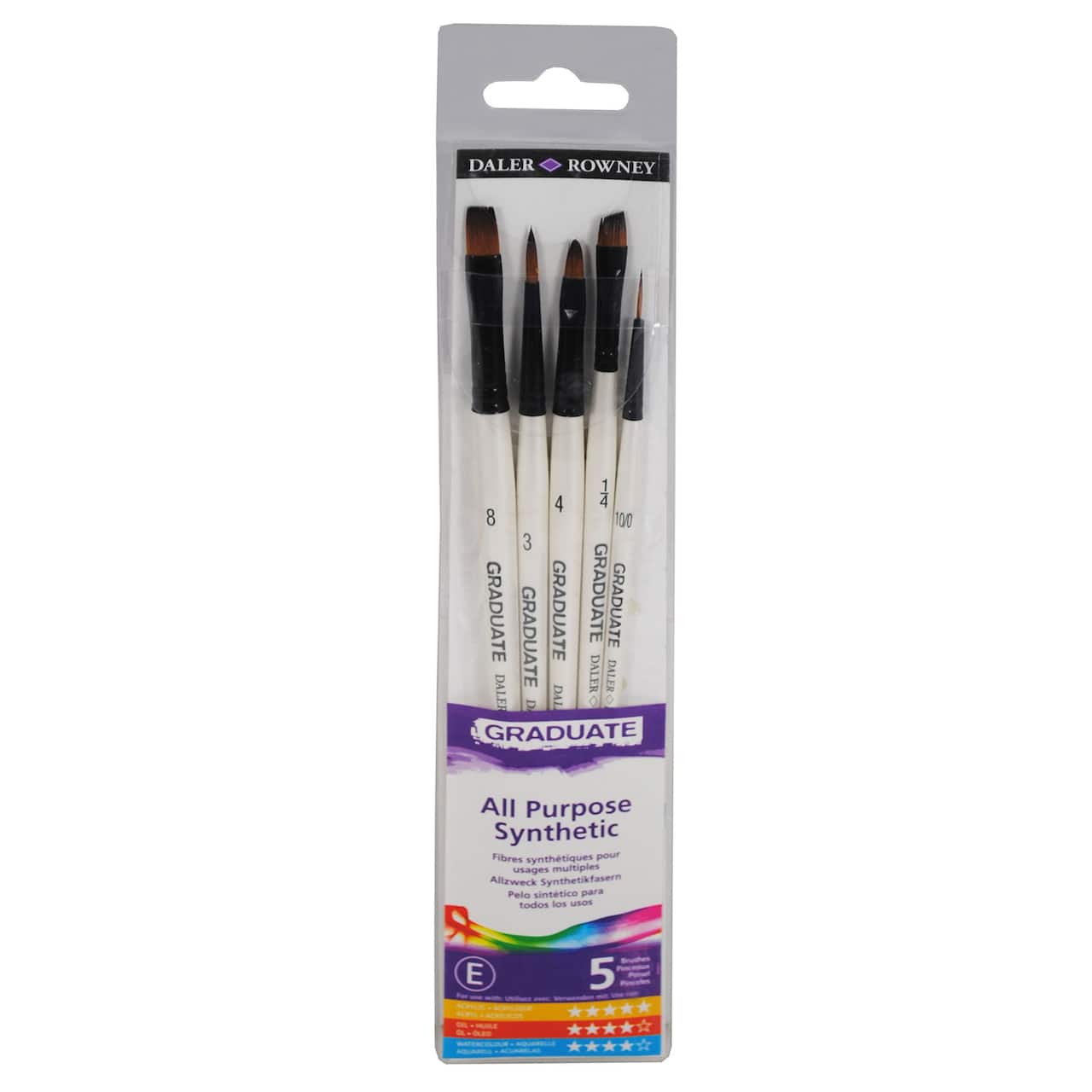 Daler‑Rowney® Graduate All Purpose Selection Synthetic Short Handle Paintbrushes Set